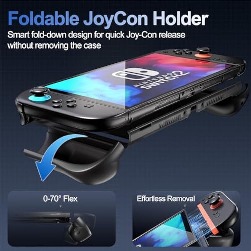Dockable Case for Nintendo Switch 2 2025, Protective Cover Slim Grip Case with Stand for Switch 2 7.9 Inch Console, Ergonomic Grip and Quick-Release -Black - Image 4