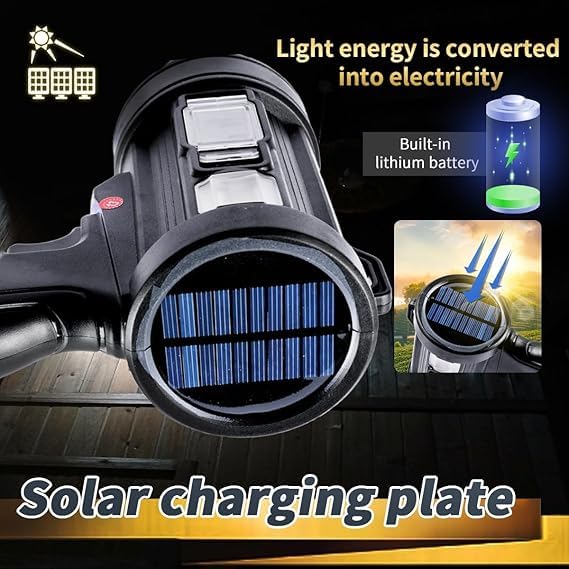 Rechargeable Spotlight Flashlights High Lumens 90000 Lumens Led Spotlight with 3 Main Modes and 4 Colors Filter Spot Light Outdoor Handheld Included USB Cable for Fishing Camping Hunting Spotlight  - Image 3