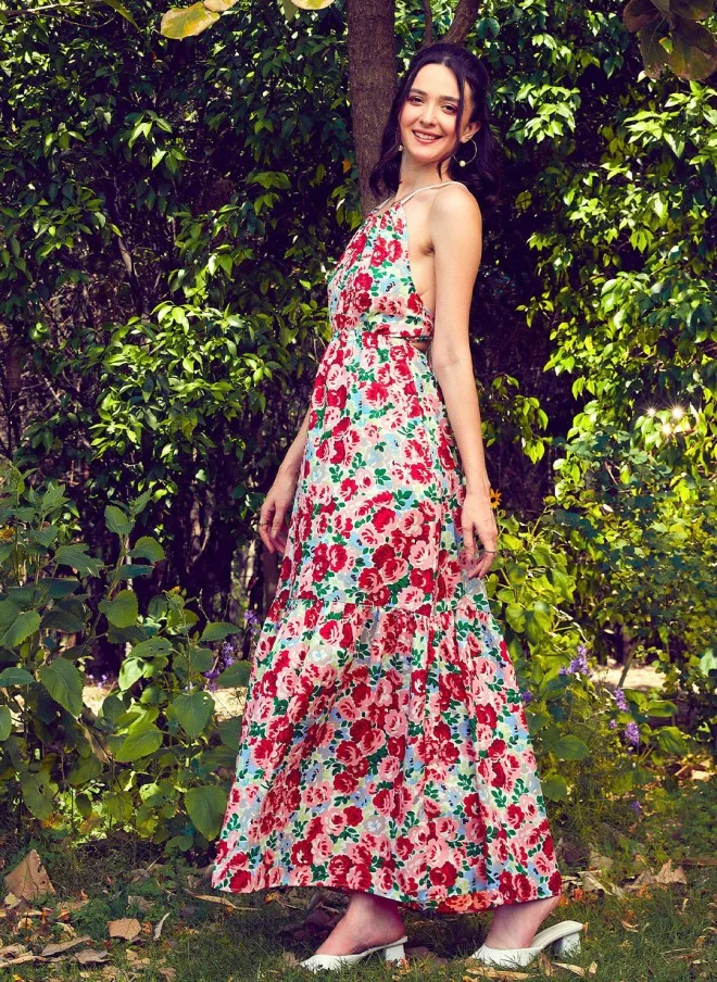 SASSAFRAS Floral Printed Maxi Dress for Women