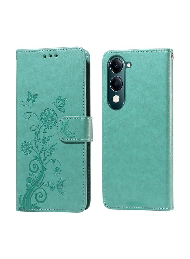 The Bros Case For vivo Y29s 5G / Y04 4G Embossed Butterfly Flowers Leather Phone Case