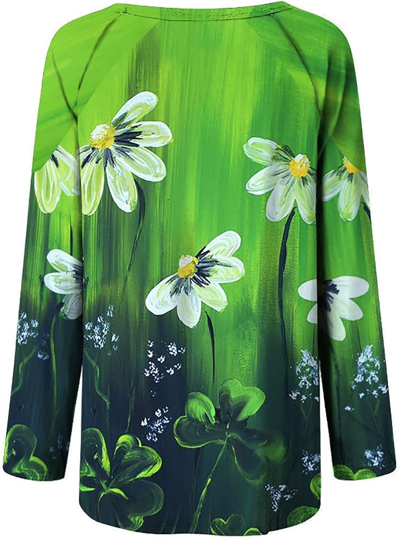 cheekyglo St Patricks Day Sweatshirts for Women Loose Long Sleeve Shirts Shamrock Print Blouse Saint Patricks Day Pullover Tops - Image 5