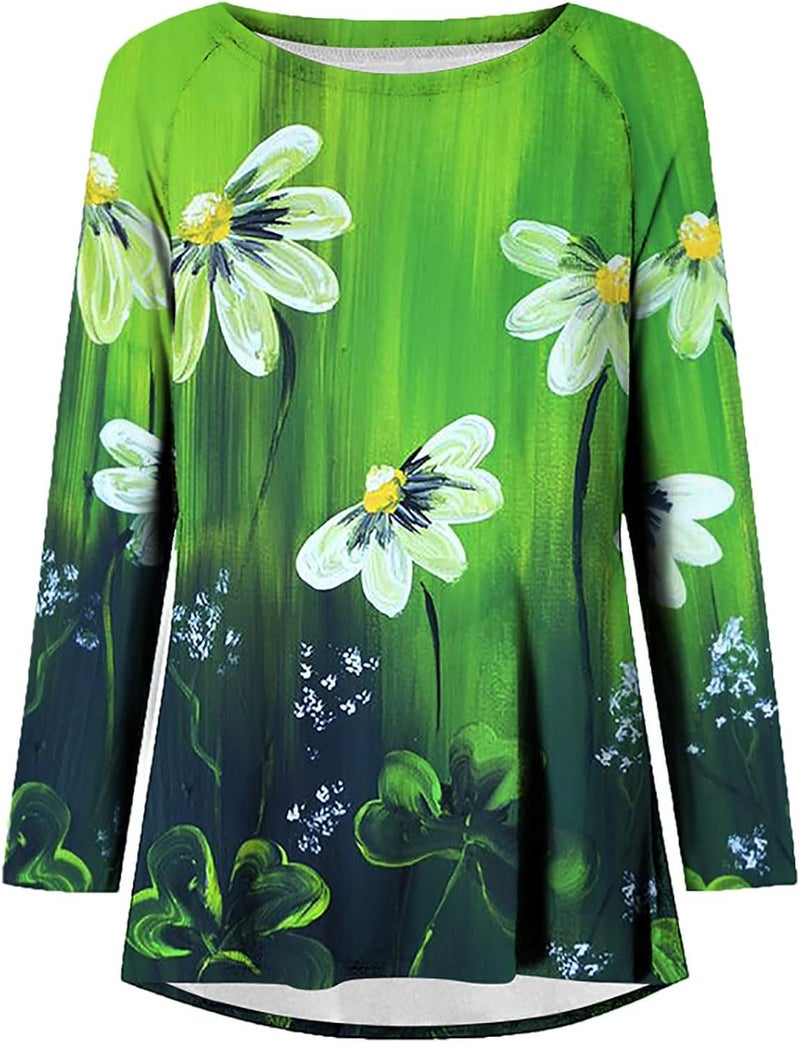 cheekyglo St Patricks Day Sweatshirts for Women Loose Long Sleeve Shirts Shamrock Print Blouse Saint Patricks Day Pullover Tops - Image 4