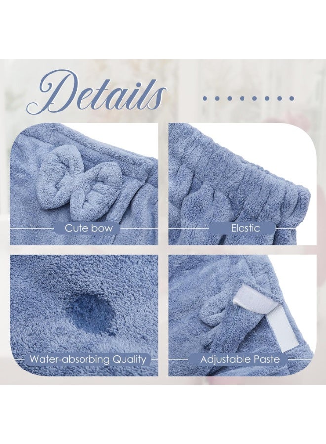 مجموعة واحدة من مناشف لفافة مقاس كبير للنساء مع منشفة شعر للاستحمام ولف فستان ورداء استحمام (أزرق) - Image 3