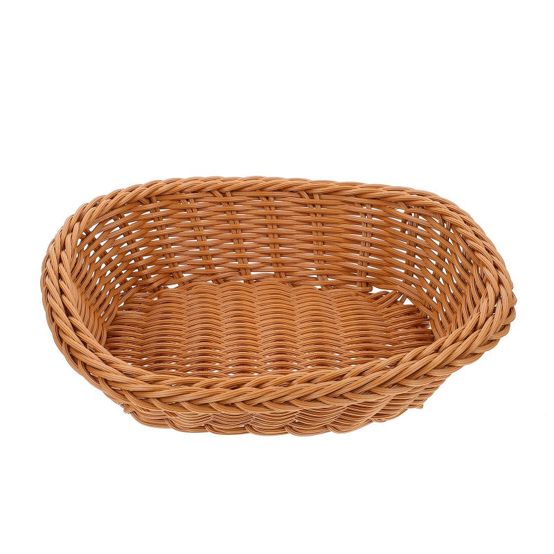 Oval Woven Plastic Rattan Basket 24x18x6cm For Food Storage Fruit Vegetable Kitchen - Image 2