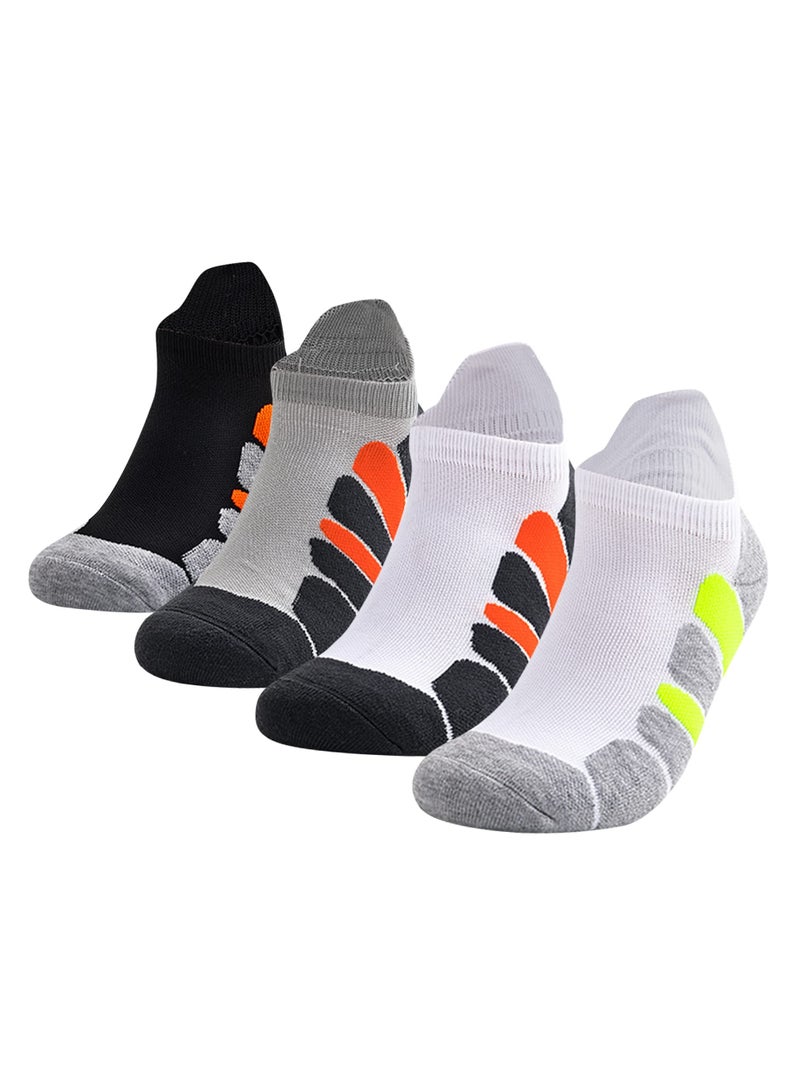 Luckam جوارب رياضية للرجال بطول الكاحل مبطنة منخفضة القطع لجري الرياضة مع لسان كعب تصميم خفيف وبدون seams 4 أزواج متعددة الألوان متوسط - Image 1