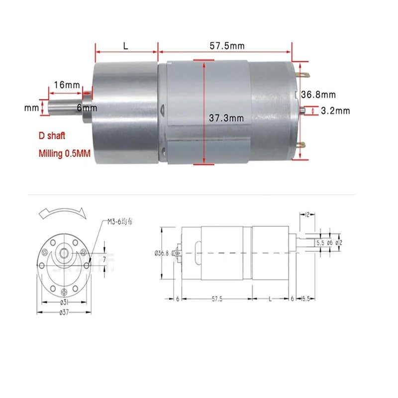 High Torque 12V 24V DC Micro Gear Motor DIY 19rpm 24V - Image 4