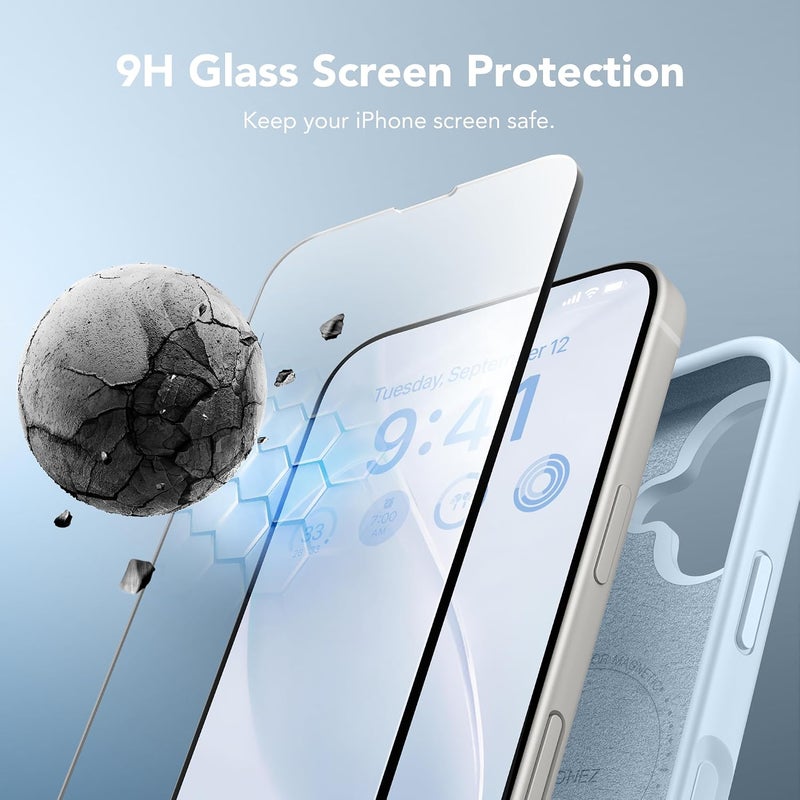 GONEZ Magnetic for iPhone 16 Case, Compatible with MagSafe, [Screen Protector + Camera Lens Protector], Liquid Silicone Shockproof Protective Phone Case for iPhone 16 6.1", Blue - Image 4