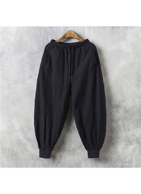 Generic - Mens Linen Casual Pants Spring Autumn Loose Navy blue - Image 1