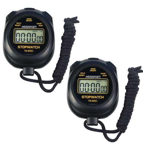 MUSHPORT 2 Pack Digital Stopwatch Sport Timer, ON/Off Countdown Large Display Simple Stop Watch for Sports Coaches PE-Teacher Referees, Black - Image 1