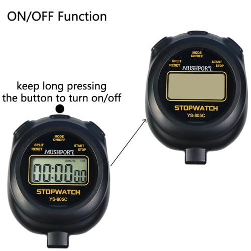 MUSHPORT 2 Pack Digital Stopwatch Sport Timer, ON/Off Countdown Large Display Simple Stop Watch for Sports Coaches PE-Teacher Referees, Black - Image 5