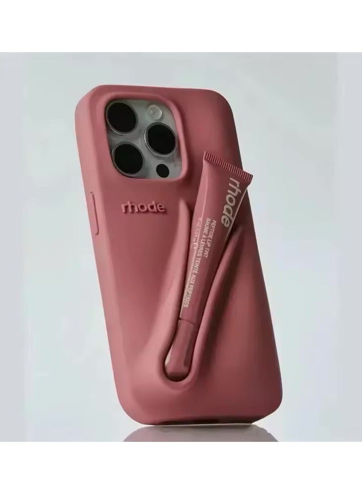 rhode Lip Gloss Phone Case with Lip Tint, For iPhone Case Liquid Silicone Camera Protection Lipstick Lip Glaze Phone Case for iPhone 12 Pro Max (Lmage) - Image 1