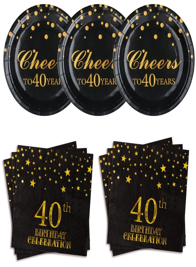 Pandecor Birthday Party Plates and Napkins Set, 40 Pieces, Black, Disposable, Round, Paper, Glossy Finish, Suitable for Birthday Parties, Serves Up to 20 Guests - Image 1