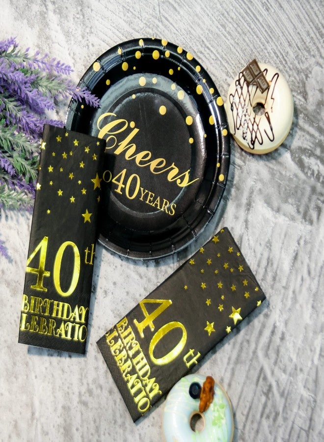 Pandecor Birthday Party Plates and Napkins Set, 40 Pieces, Black, Disposable, Round, Paper, Glossy Finish, Suitable for Birthday Parties, Serves Up to 20 Guests - Image 5
