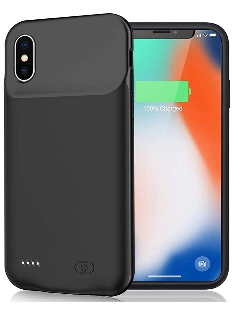 حافظة بطارية لجهاز iPhone XS/X/10، قابلة للشحن بسعة 3200mAh، حافظة شحن محمولة، غطاء بطارية ممتد، بنك طاقة، حافظة شاحن لجهاز iPhone Xs/X [5.8 بوصة] - أسود - Image 1