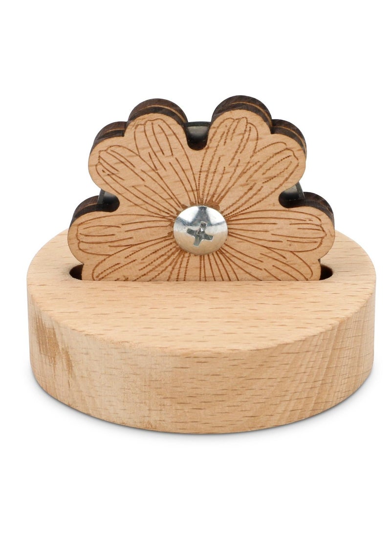 Daisy Thread Cutter, Tabletop Blade Saver Yarn Cutter, with Anti-Slip Stand Wooden Rotary Thread Cutting Tool, Sewing Seam Supplies Quilting Notions, 5 Cutting Positions, Anti-Slip Design - Image 1