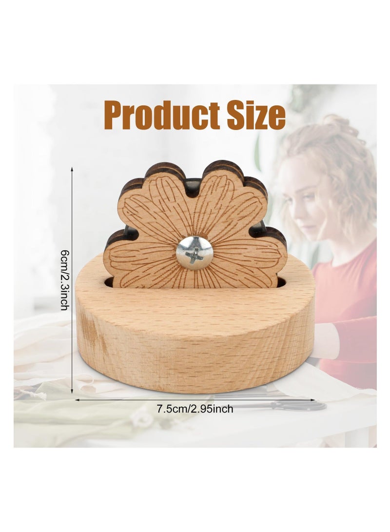 Daisy Thread Cutter, Tabletop Blade Saver Yarn Cutter, with Anti-Slip Stand Wooden Rotary Thread Cutting Tool, Sewing Seam Supplies Quilting Notions, 5 Cutting Positions, Anti-Slip Design - Image 2