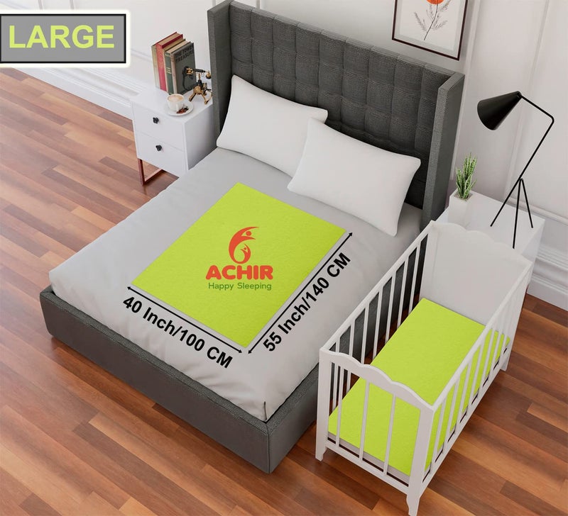 ACHIR Waterproof Cotton Dry Sheet/Bed Protector/Absorbent Mat Large, 100 cm x 140 cm, Mint Green - Image 2