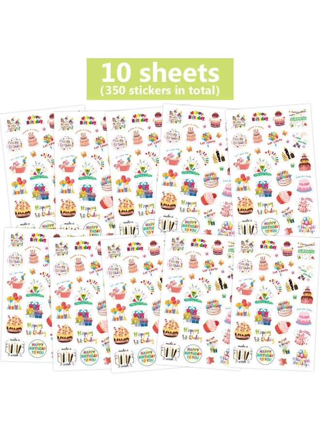 ceiba tree Happy Birthday Stickers 10 Sheets 300 Pieces For Kids Party Home Classroom Decoration - Image 2