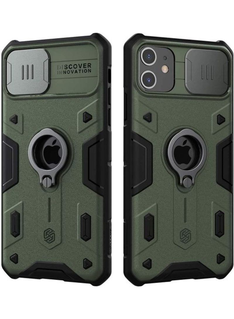 NIBEMINENT CamShied Armor Soft TPU Shock Proof Protective Hard Case With Slide Camera Protector And Metal Ring Holder For iPhone 11 Green 