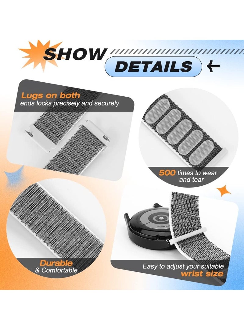 22MM Nylon Strap Replacement for Redmi Watch 5 Active/Lite,Soft Quick Release Watch Band for Huawei Watch GT5/GT4 46mm,Grey - Image 2