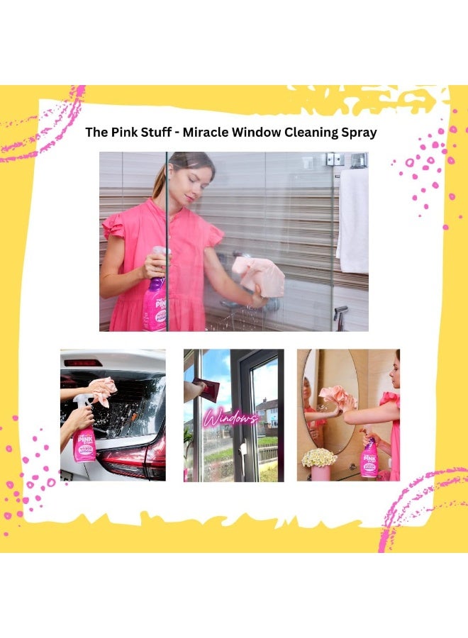 PINK STUFF The Pink Stuff Miracle Window Cleaning Kit 850ml Glass & Window Cleaner Set with Microfiber Pads & Window Handle - Image 4