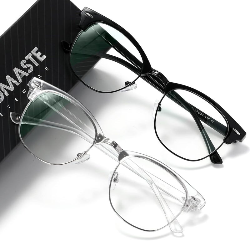 Blue Light Blocking Glasses Vintage Half Frame UV Clear Lens Anti Eyestrain Computer Gaming Glasses for Women Men