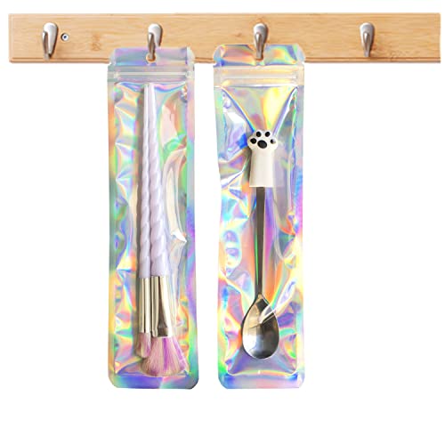BOBECI 100pcs Holographic Packaging Bags Resealable Smell Proof Bags Pen Packaging for Bead Pens Small Business 2.4x9 inch Party Favor Food Storage - Image 2