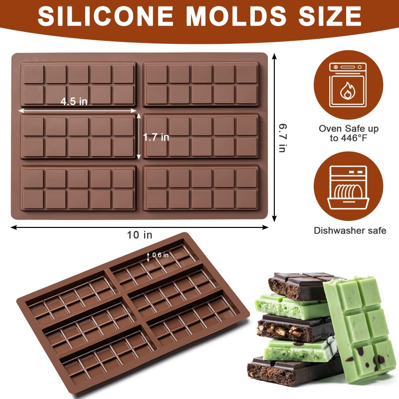 Husfunov Chocolate Bar Mold,Non-Stick Chocolate Molds, 100% Food Grade Silicone Deep Mold for Dubai Pistachio Rod, Candy, Snacks, Knafeh Pistachio Rod and More(10 Snap) - Image 2
