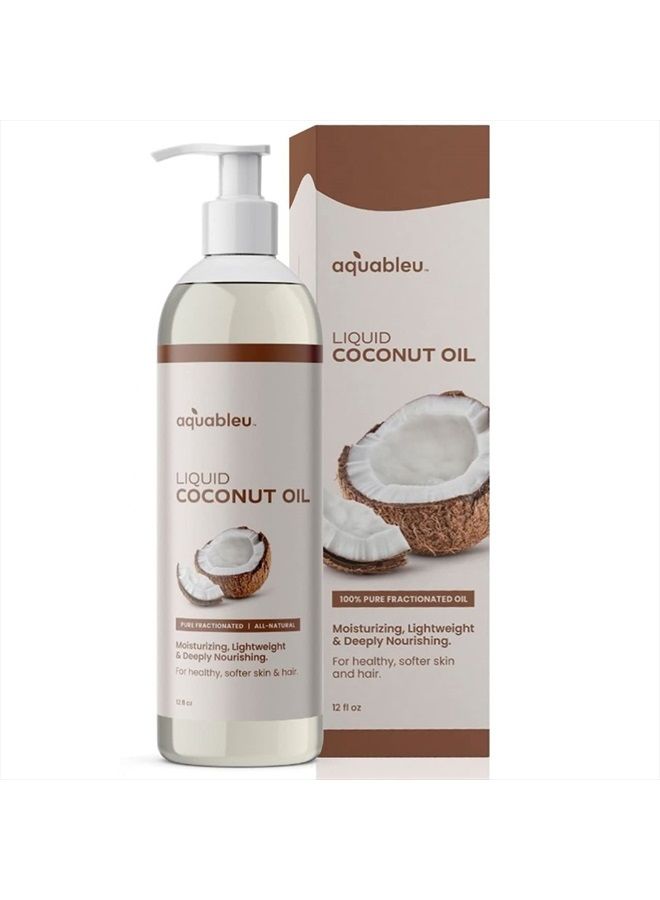 Aquableu Fractionated Liquid Coconut Oil - 100% Pure and All-Natural - Moisturizing, Lightweight and Deeply Nourishing - Promotes Healthy, Softer Skin & Hair - Hydrating - 12 oz - Image 1