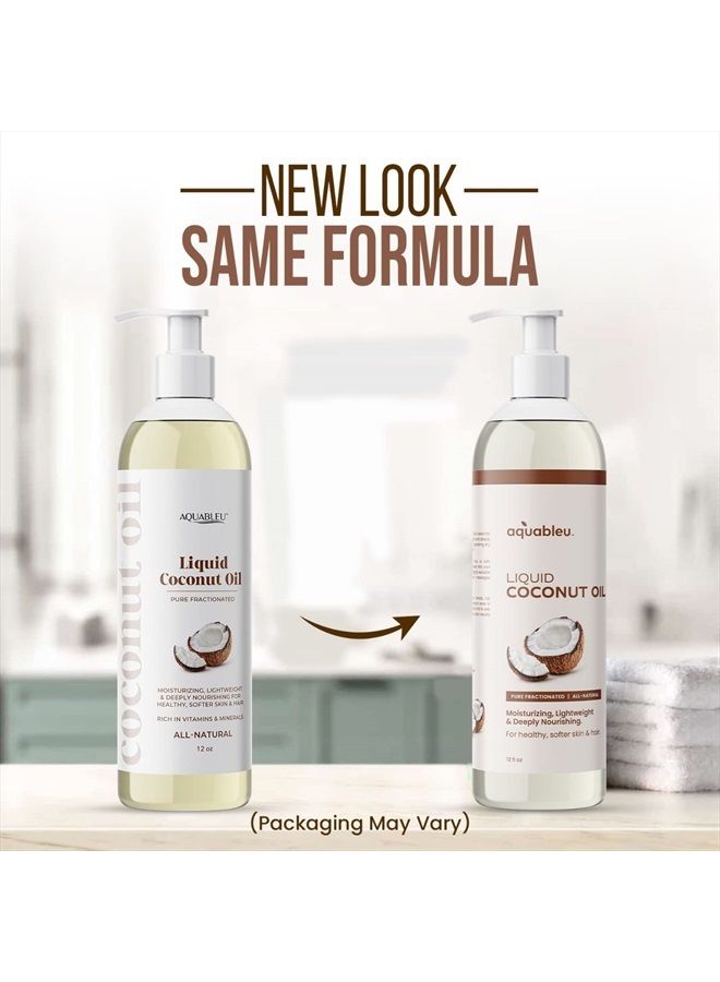 Aquableu Fractionated Liquid Coconut Oil - 100% Pure and All-Natural - Moisturizing, Lightweight and Deeply Nourishing - Promotes Healthy, Softer Skin & Hair - Hydrating - 12 oz - Image 2