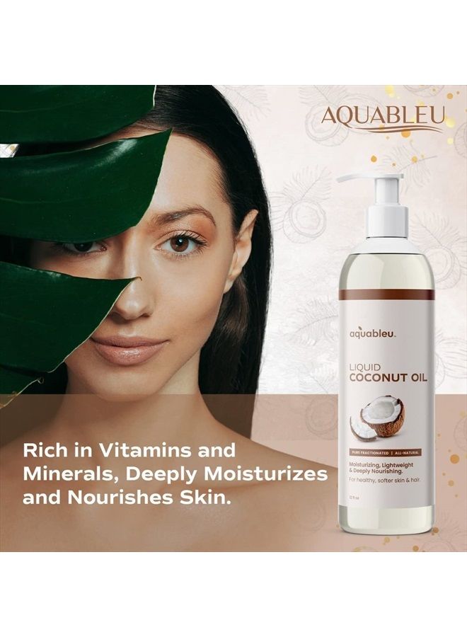 Aquableu Fractionated Liquid Coconut Oil - 100% Pure and All-Natural - Moisturizing, Lightweight and Deeply Nourishing - Promotes Healthy, Softer Skin & Hair - Hydrating - 12 oz - Image 4