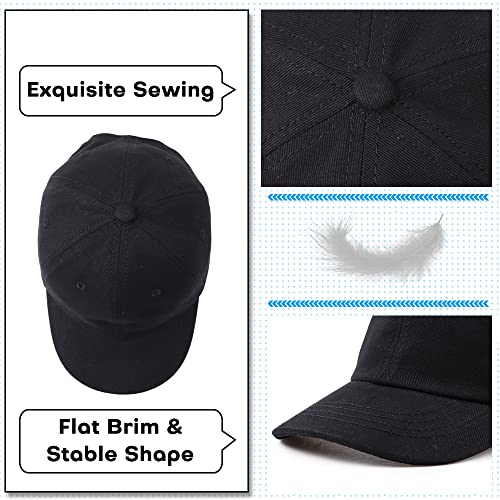 Peecabe Plain Toddler Baseball Hat Unisex Cotton Kids Trucker Hat Adjustable Baby Boys Sun Caps Girls Baseball Cap 1-5Y (54cm(6-8Y), Black) - Image 4