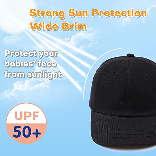 Peecabe Plain Toddler Baseball Hat Unisex Cotton Kids Trucker Hat Adjustable Baby Boys Sun Caps Girls Baseball Cap 1-5Y (54cm(6-8Y), Black) - Image 2