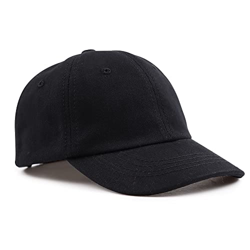 Peecabe Plain Toddler Baseball Hat Unisex Cotton Kids Trucker Hat Adjustable Baby Boys Sun Caps Girls Baseball Cap 1-5Y (54cm(6-8Y), Black) - Image 1