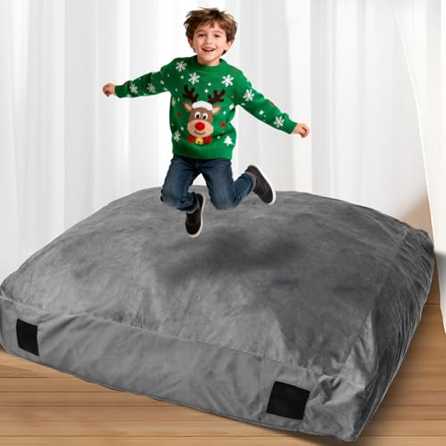 WOUDY Crash Mats for Kids Sensory, Sensory Pads for Autistic Children,Soft Foam Landing Zone, Soft, High-Density Foam Landing Zone Provides Safe Sensory, with Washable Cover (4ft*4ft) Grey - Image 1