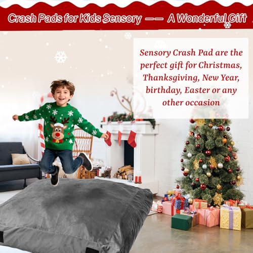 WOUDY Crash Mats for Kids Sensory, Sensory Pads for Autistic Children,Soft Foam Landing Zone, Soft, High-Density Foam Landing Zone Provides Safe Sensory, with Washable Cover (4ft*4ft) Grey - Image 4