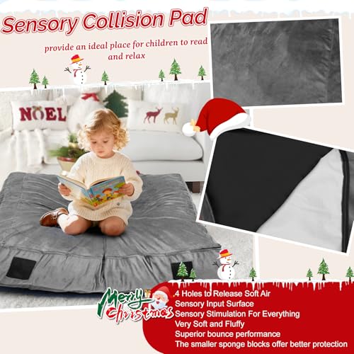 WOUDY Crash Mats for Kids Sensory, Sensory Pads for Autistic Children,Soft Foam Landing Zone, Soft, High-Density Foam Landing Zone Provides Safe Sensory, with Washable Cover (4ft*4ft) Grey - Image 5