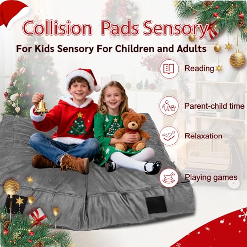 WOUDY Crash Mats for Kids Sensory, Sensory Pads for Autistic Children,Soft Foam Landing Zone, Soft, High-Density Foam Landing Zone Provides Safe Sensory, with Washable Cover (4ft*4ft) Grey - Image 2