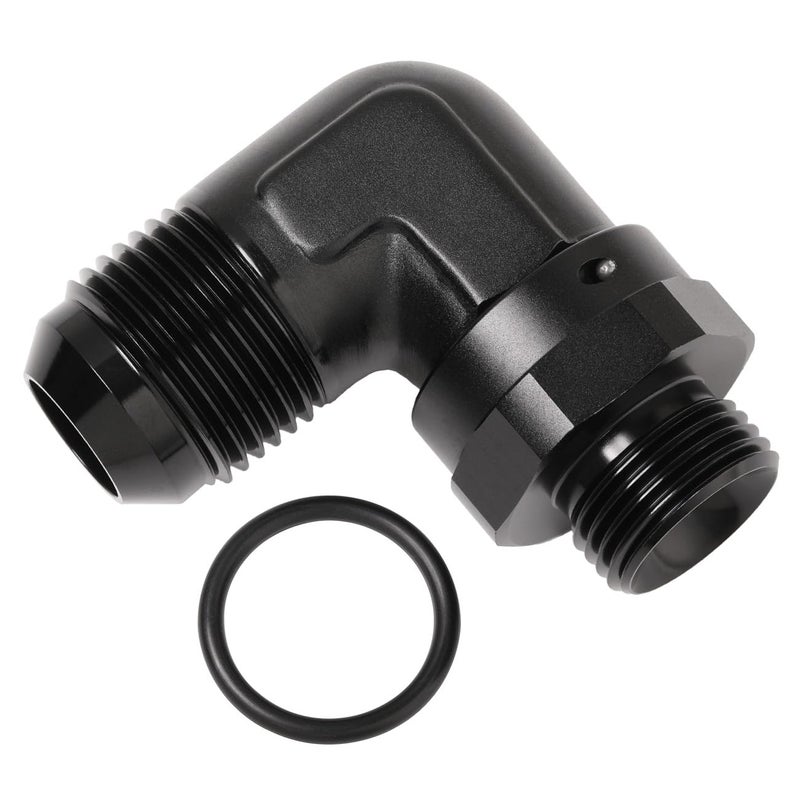 Podavelle 12AN Male Flare to 10AN 10 ORB Oring Boss 90 Degree Swivel Fitting Adapter Aluminum Black - Image 2