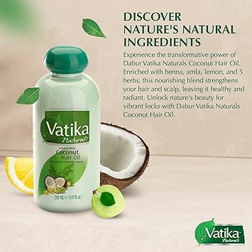 Dabur زيت شعر جوز الهند من فاتيكا ناتشورالز 300 مل للشعر الكثيف والوفير مدعوم بالحناء والأملاء والليمون و5 أعشاب للتغذية من الجذور إلى الأطراف - Image 3