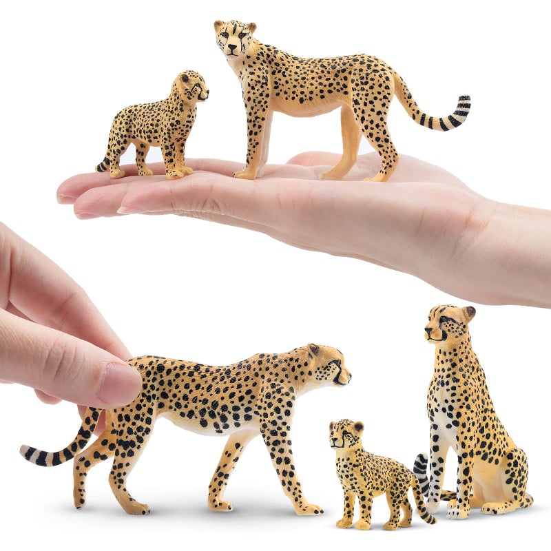 Toymany 8PCS Cheetah Figurines with Cheetah Cubs, Realistic Jungle Zoo Animals Figurines Family Set, Educational Toy Cake Toppers Christmas Birthday Gift for Kids - Image 3