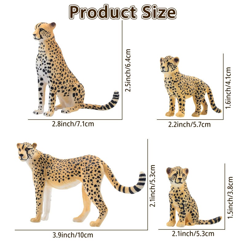 Toymany 8PCS Cheetah Figurines with Cheetah Cubs, Realistic Jungle Zoo Animals Figurines Family Set, Educational Toy Cake Toppers Christmas Birthday Gift for Kids - Image 4