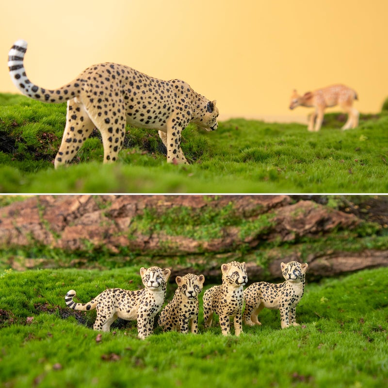 Toymany 8PCS Cheetah Figurines with Cheetah Cubs, Realistic Jungle Zoo Animals Figurines Family Set, Educational Toy Cake Toppers Christmas Birthday Gift for Kids - Image 5
