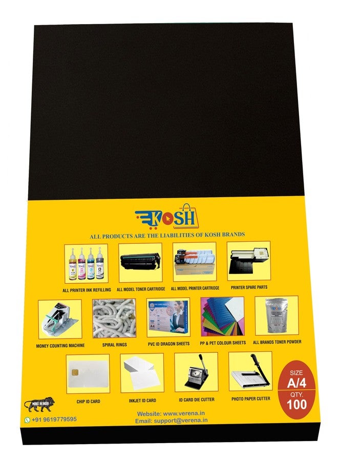 KOSH A4 Size Diamond PVC Spiral Book Binding Sheet- Set of 1,Pack of 100 Sheet Per Set (Glossy Black) - Image 1