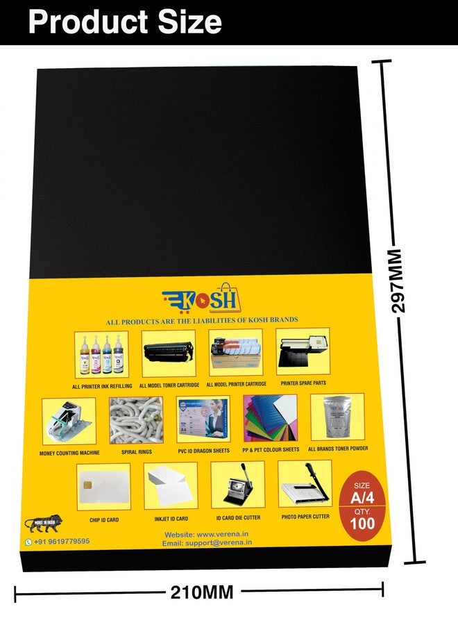 KOSH A4 Size Diamond PVC Spiral Book Binding Sheet- Set of 1,Pack of 100 Sheet Per Set (Glossy Black) - Image 2