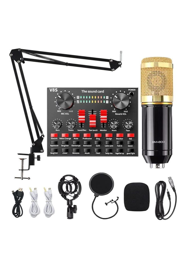 ELTRAZONE V8S Sound Card Upgraded VM-800 Condenser Microphone Set for Live Streaming Karaoke And Voice Recording Recording Sound Card, Voice Changer Device With Multiple Funny Sound Effect USB Audio Interface  - Image 2