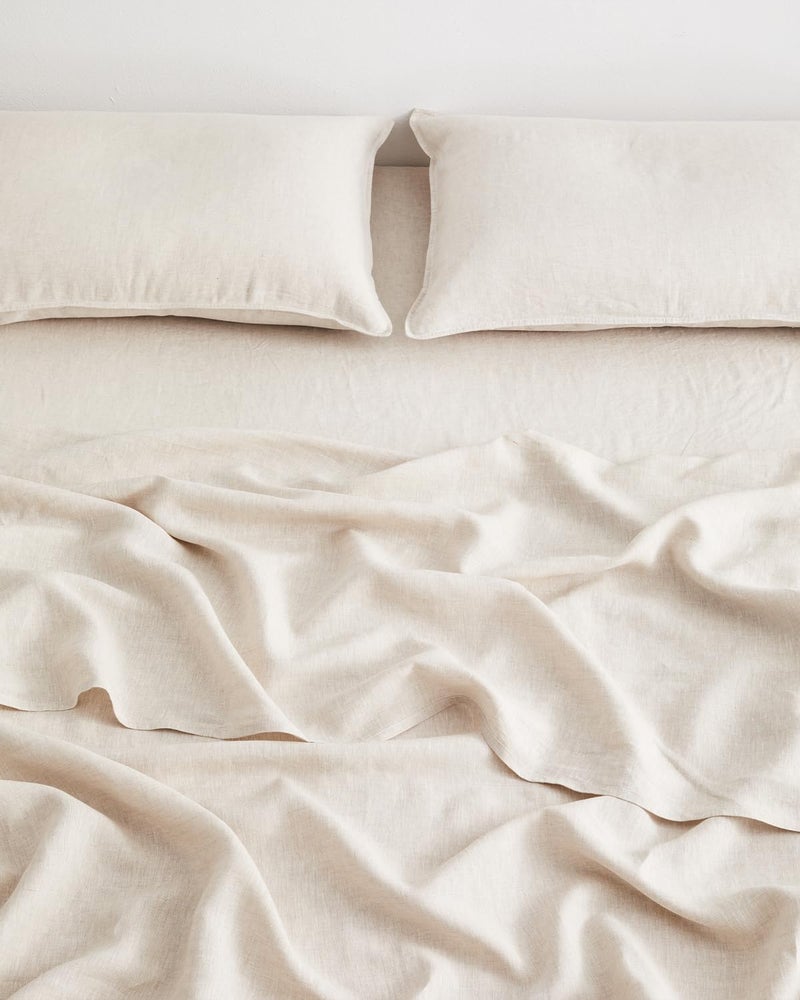 Bed Threads - Linen Fitted Sheet - 100% French Flax Linen - 170 GSM - Luxury & Eco-Friendly - Breathable, Durable & Soft - Single Fitted Sheet Only - Machine Washable - Queen - Oatmeal - Image 5