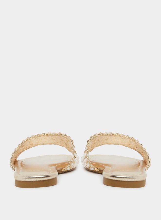 Styli Woven Design Open Toe Flat Sandals - Image 4