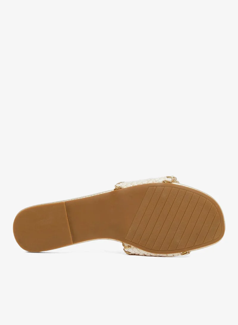 Styli Woven Design Open Toe Flat Sandals