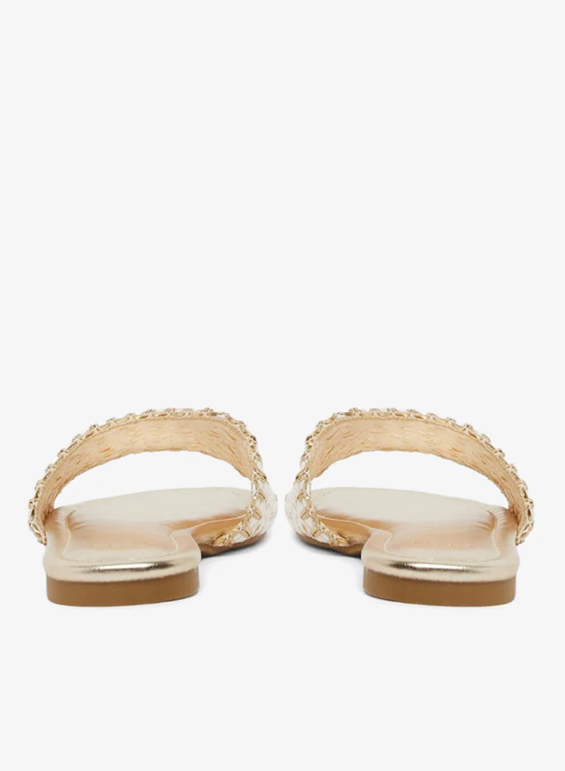 Styli Woven Design Open Toe Flat Sandals